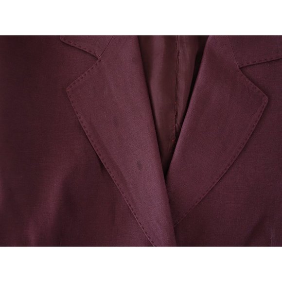 Vintage 90s Valentino Miss V Muted Mulberry Aubergine Silk Linen Blazer 44 US 8 - Picture 4 of 5